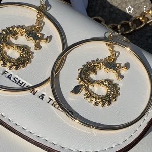 Gold Dragon Hooped Earrings